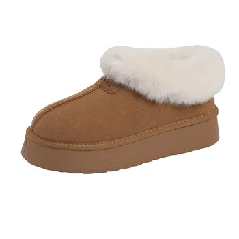 Fashion Women s Snow Boots Winter Warm Short Plush 2024 Hot Sale New Water Proof Solid Color Casual Comfortable Flat with Boots 35 малиновый