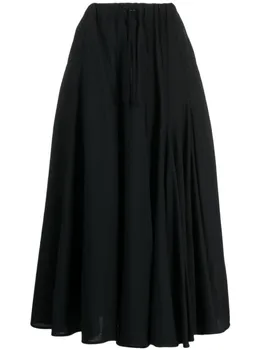 Yohji Yamamoto шерстяная юбка миди с завышенной талией, черный