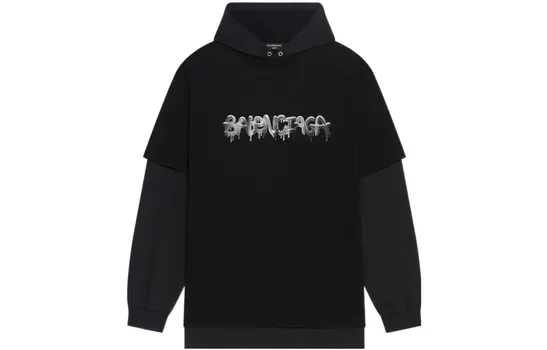 Футболка мужская Balenciaga с длинными рукавами и принтом, черный