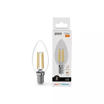 Лампа Gauss Filament Elementary Свеча 12W 730lm 2700К Е14 LED