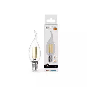 Лампа Gauss Filament Elementary Свеча на ветру 12W 730lm 2700К Е14 LED