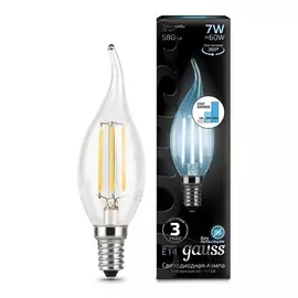 Лампа Gauss LED Filament Свеча на ветру E14 7W 580lm 4100K step dimmable 1/10/50