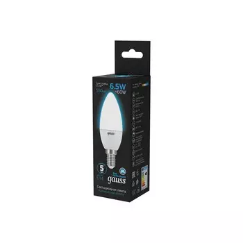 Лампа Gauss Свеча 6.5W 550lm 6500К E14 LED