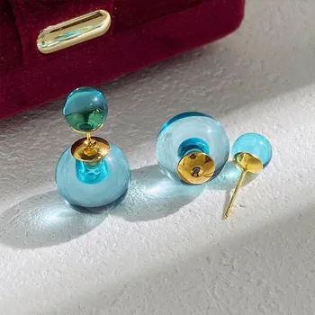 Серебряные игольчатые прозрачные желейные серьги женские модные маленькие серьги Dopamine