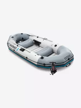 Лодка Intex 68373NP надувная "Mariner 3"алюминиевые вёсла 137см, насос, 297х127х46см, Серый