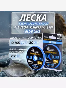 Леска монофильная ALLVEGA "Fishing Master" 30м 0,165мм (2,7кг) голубая, Голубой