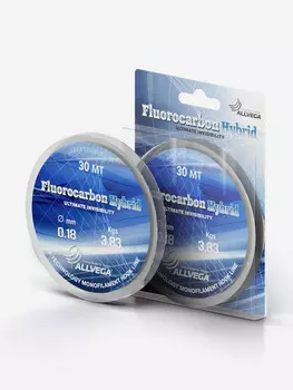 Леска монофильная ALLVEGA "Fluorocarbon Hybrid" 30м 0,18мм (3,83кг) флюорокарбон 65%, Серый