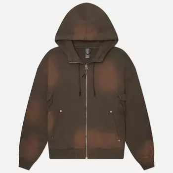 Мужская толстовка UNAFFECTED Overdyed 4P Hoodie Zip Up, цвет оливковый, размер S