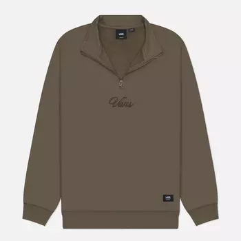 Мужская толстовка Vans Scripted Loose Fleece Q-Zip, цвет коричневый, размер M