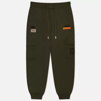 Мужские брюки Evisu Kamon Print Slogan Print, цвет зелёный, размер XXL