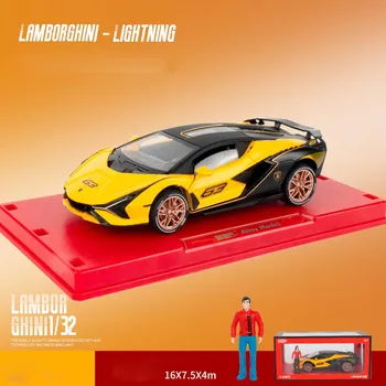 1:32 масштаба Lambo Sian, модель автомобиля из сплава, со световыми и звуковыми эффектами, литые под давлением игрушки для мальчиков, подарок на день рождения, детские игрушки, коллекция автомобилей 1/32-16x7.5x4cm