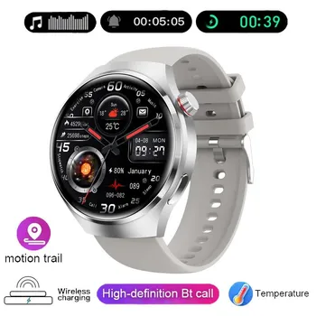 2024 Новые 4 Pro Смарт-часы для мужчин IP68 NFC GPS-трекер AMOLED 360*360 HD экран Heart Rate Bluetooth Call SmartWatch silicone strap чёрный