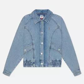 Женская джинсовая куртка Tommy Jeans Back Logo Cropped Denim Cargo, цвет голубой, размер XS