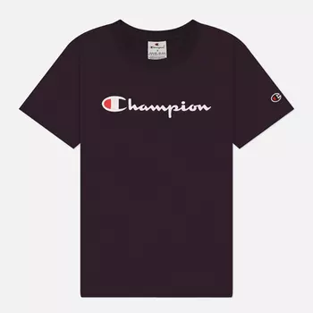 Женская футболка Champion Big Logo Crew Neck, цвет фиолетовый, размер XS