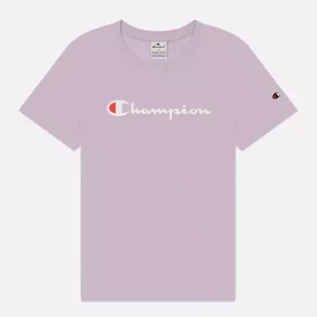 Женская футболка Champion Big Logo Crew Neck, цвет фиолетовый, размер XS