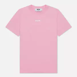 Женская футболка MSGM Micrologo Basic Crew Neck, цвет розовый, размер S