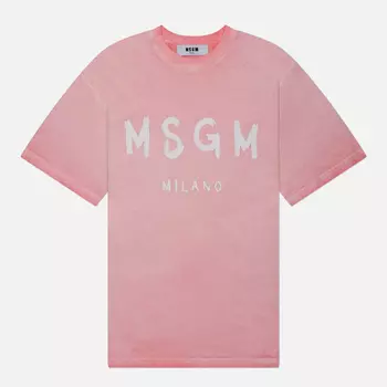Женская футболка MSGM MSGM Milano Brush Stroke Faded, цвет розовый, размер S