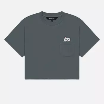 Женская футболка RIPNDIP Lord Nermal Cropped Baby Pocket, цвет серый, размер M