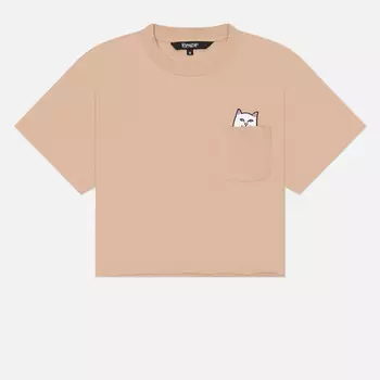 Женская футболка RIPNDIP Lord Nermal Cropped Baby Pocket, цвет бежевый, размер XS