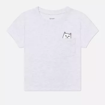 Женская футболка RIPNDIP Lord Nermal Cropped Baby Pocket, цвет серый, размер S