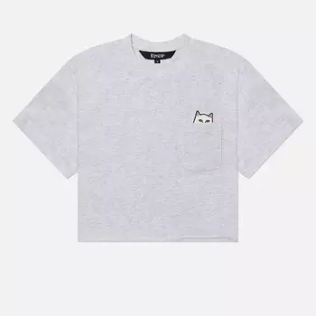 Женская футболка RIPNDIP Lord Nermal Cropped Pocket, цвет серый, размер S