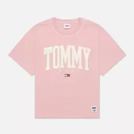 Женская футболка Tommy Jeans ABO Collegiate, цвет розовый, размер L