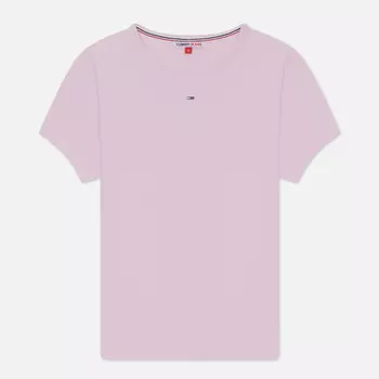 Женская футболка Tommy Jeans Essential Rib, цвет розовый, размер S