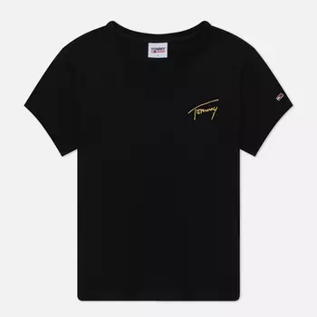 Женская футболка Tommy Jeans Gold Signature, цвет чёрный, размер L