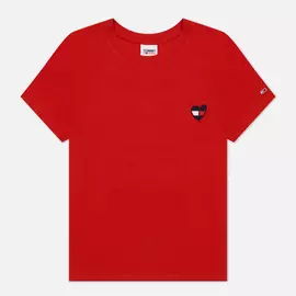 Женская футболка Tommy Jeans Regular Homespun Heart, цвет красный, размер L