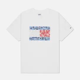 Женская футболка Tommy Jeans Relaxed Floral Flag, цвет белый, размер L