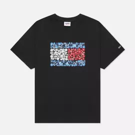 Женская футболка Tommy Jeans Relaxed Floral Flag, цвет чёрный, размер S