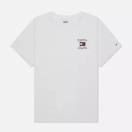 Женская футболка Tommy Jeans Relaxed Homespun Flag, цвет белый, размер XS