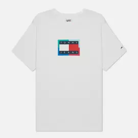 Женская футболка Tommy Jeans Relaxed Multi Flag, цвет белый, размер XS