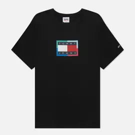 Женская футболка Tommy Jeans Relaxed Multi Flag, цвет чёрный, размер S