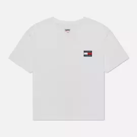 Женская футболка Tommy Jeans Tommy Badge Cropped Fit, цвет белый, размер XL