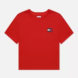 Женская футболка Tommy Jeans Tommy Badge Cropped Fit, цвет красный, размер L