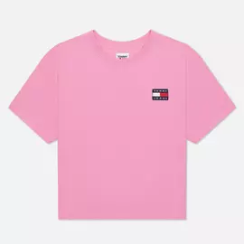 Женская футболка Tommy Jeans Tommy Badge Cropped Fit, цвет розовый, размер XL