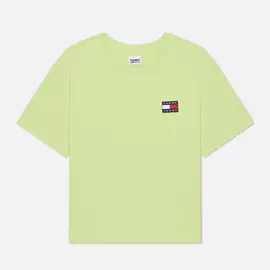 Женская футболка Tommy Jeans Tommy Badge Cropped Fit, цвет зелёный, размер XS