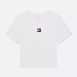 Женская футболка Tommy Jeans Tommy Center Badge, цвет белый, размер L