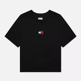 Женская футболка Tommy Jeans Tommy Center Badge, цвет чёрный, размер M