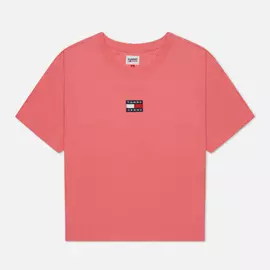 Женская футболка Tommy Jeans Tommy Center Badge, цвет розовый, размер S