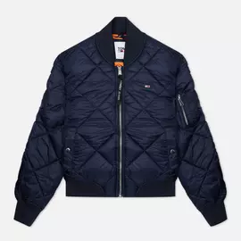 Женская куртка бомбер Tommy Jeans Essential Diamond Quilted, цвет синий, размер L
