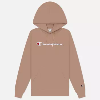 Женская толстовка Champion Big Logo Slim Fit Hoodie, цвет бежевый, размер S