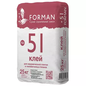 клей для керам.плитки FORMAN 51 25кг, арт.Н0000011987