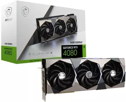 Видеокарта PCI-E MSI GeForce RTX 4080 SUPRIM X (RTX 4080 16GB SUPRIM X) 16GB GDDR6X 256bit 4nm 2205/22400MHz HDMI/3*DP