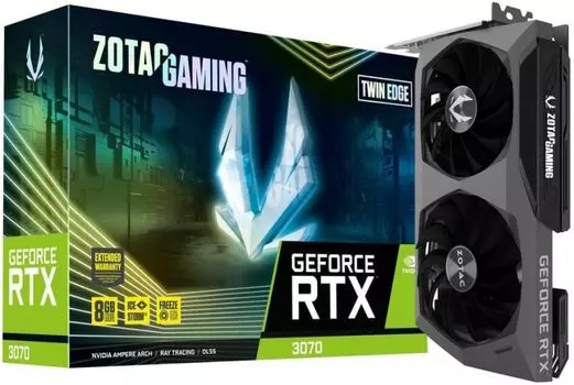 Видеокарта PCI-E Zotac GeForce RTX 3070 Twin Edge (ZT-A30700E-10PLHR) 8GB GDDR6 256bit 8nm 1500/14000MHz HDMI/3*DP