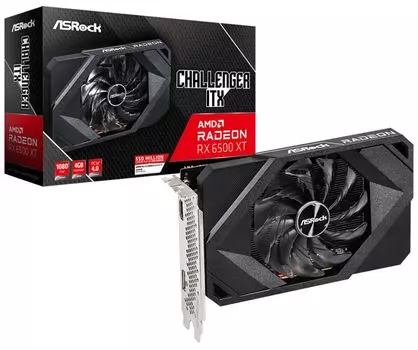 Видеокарта PCI-E ASRock Radeon RX 6500 XT Challenger ITX (RX6500XT CLI 4G) 4GB GDDR6 64bit 6nm 2310/18000MHz HDMI/DP