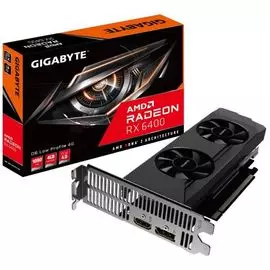 Видеокарта PCI-E GIGABYTE Radeon RX 6400 (GV-R64D6-4GL) 4GB GDDR6 64bit 6nm 1923/16000MHz HDMI/DP Ret low profile