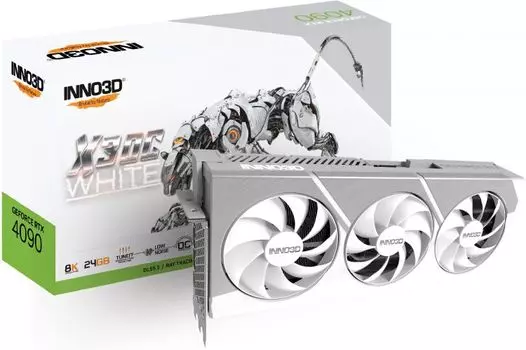 Видеокарта PCI-E Inno3D GeForce RTX 4090 X3 OC WHITE (N40903-246XX-18333259) 24GB GDDR6X 384bit 5nm 2235/21000MHz HDMI/3*DP