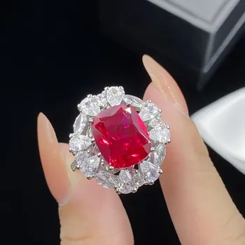 BELLA BOX высококачественные ярко-красные инкрустированные цирконом длинные серьги в форме подушки с открытым кольцом и подвеской для женщин, комплект сережек Ring красный